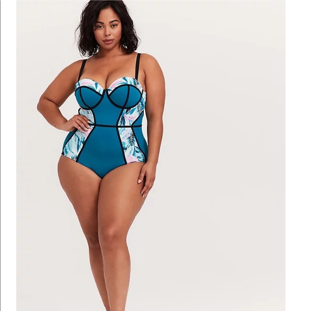 New!‎ Torrid 2 Palm Underwire Swim Bathing Suit 2X - Picture 3 of 5